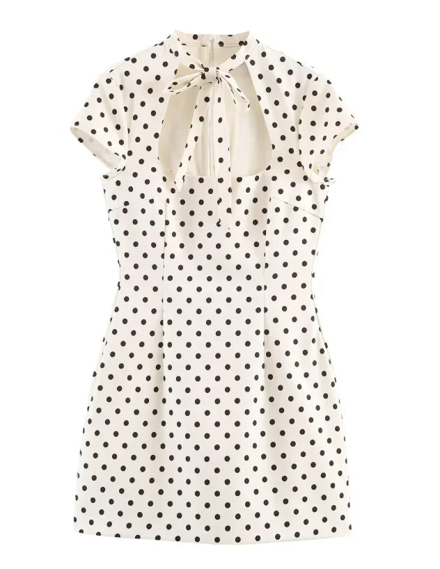 Lace-up Polka Dot Mini Dress
