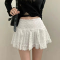 Tiered Ruffled Lace Trim Skirt