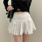 Tiered Ruffled Lace Trim Skirt