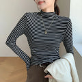 Stripe Long Sleeve Turtleneck Shirt