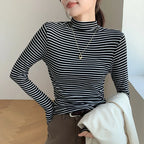 Stripe Long Sleeve Turtleneck Shirt