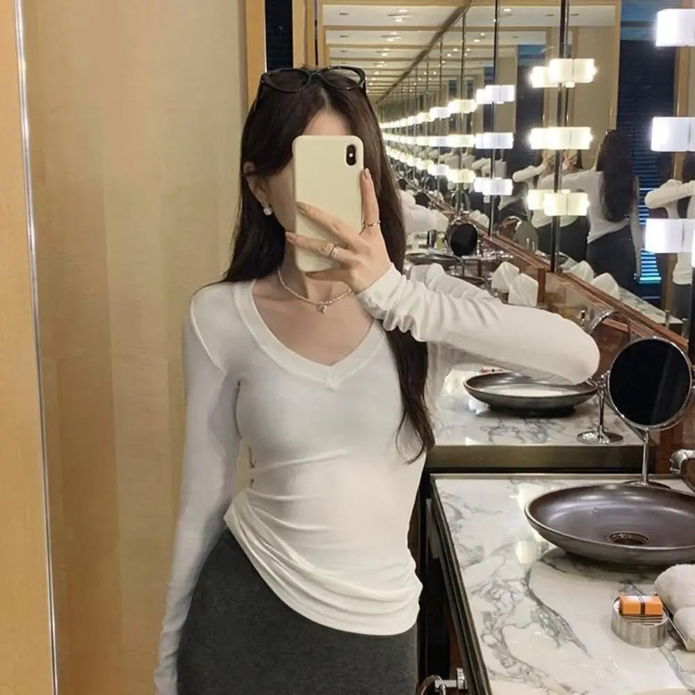 Soft Slim Fit V-Neck Long Sleeve T-Shirt