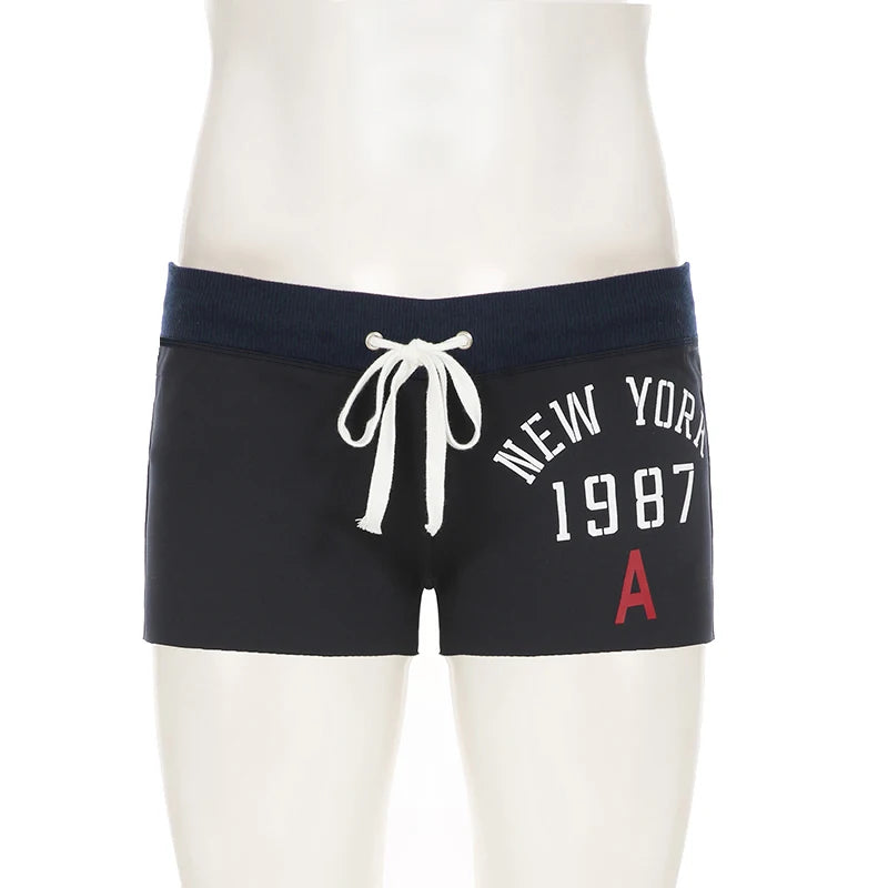 Letter Print Drawstring Shorts