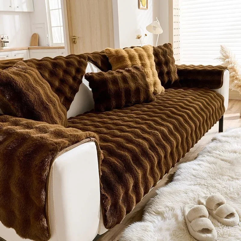 Plush Cushion Padded Non-slip Sofa Cover