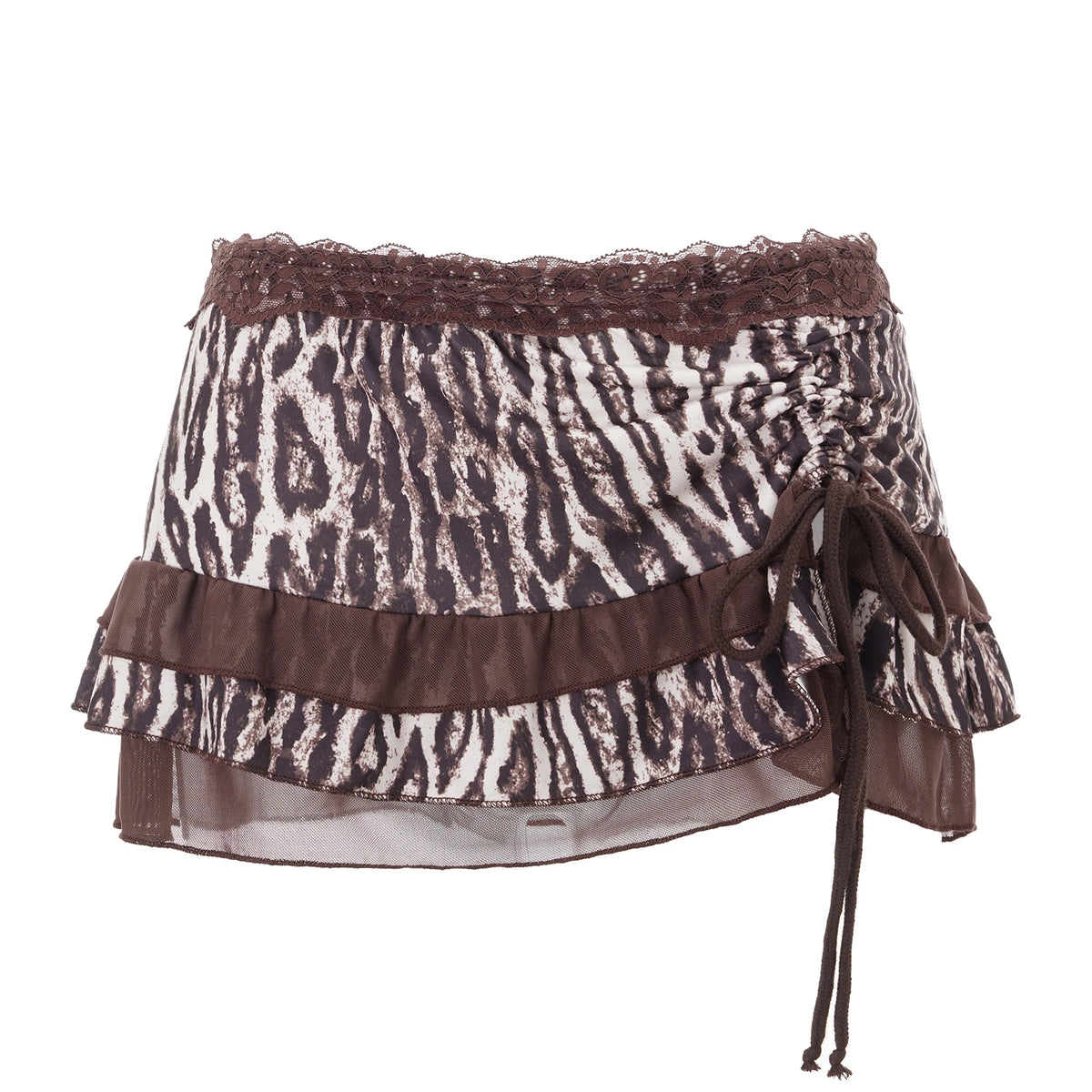 Leopard Print Tiered Mini Skirt