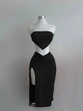 Conjunto de Falda Larga y Top Corto sin Tirantes y sin Espalda