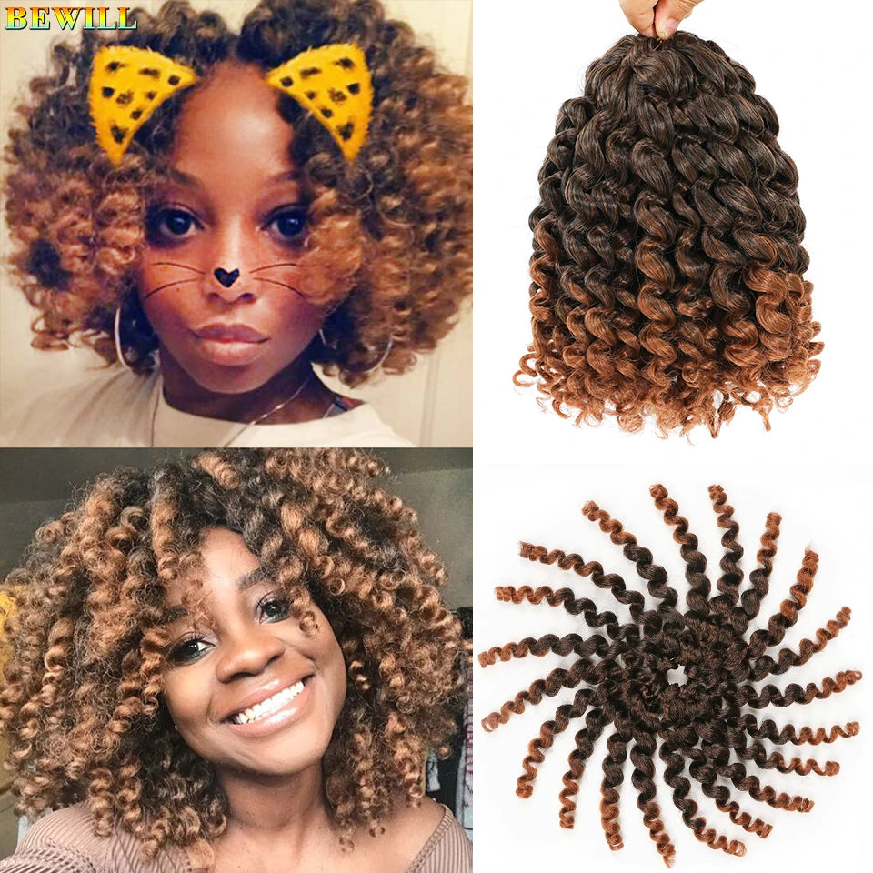 Ombre Jamaican Bounce Wand Curl Crochet Hair 8 inch Short Synthetic Wand Curly Crochet Braids Hair