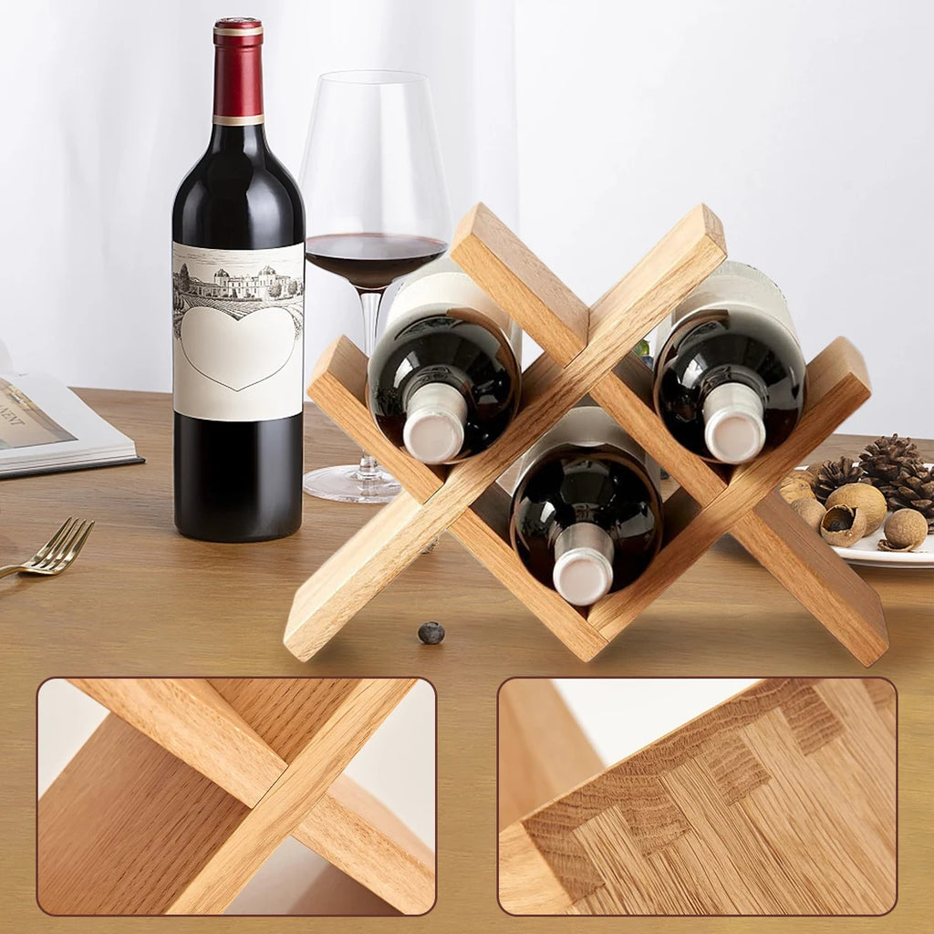 4-Bottle Wood Wine Rack