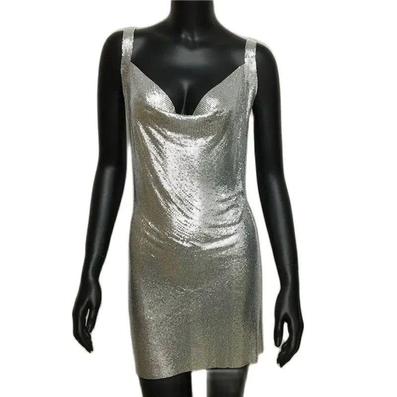 Metallic Sequin Mini Dress