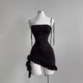 Minivestido sexy sin mangas y sin espalda para mujer 2025 Vestidos ceñidos con cordones de Europa y América para verano Vestido negro de fiesta y club de calle