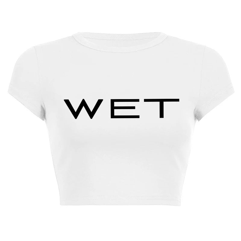 Wet Letter Print Crop Top
