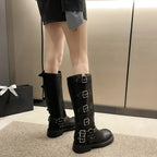 Knee High Platform Low Leather Boots