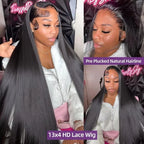 250 Density 100% Human Hair Bone Straight 40 42 Inch 360 Lace Front Wig 13x4 13x6 HD Lace Frontal  Wigs Brazilian