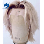 Amethyst Natural Wave Human Hair Wig for Men White Platinum Blonde with Dark Root Brazilian Remy Preplucked Short Boy Cut Wig