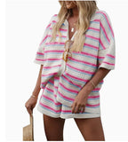 Hollow Striped Knitted 2 Pieces Set