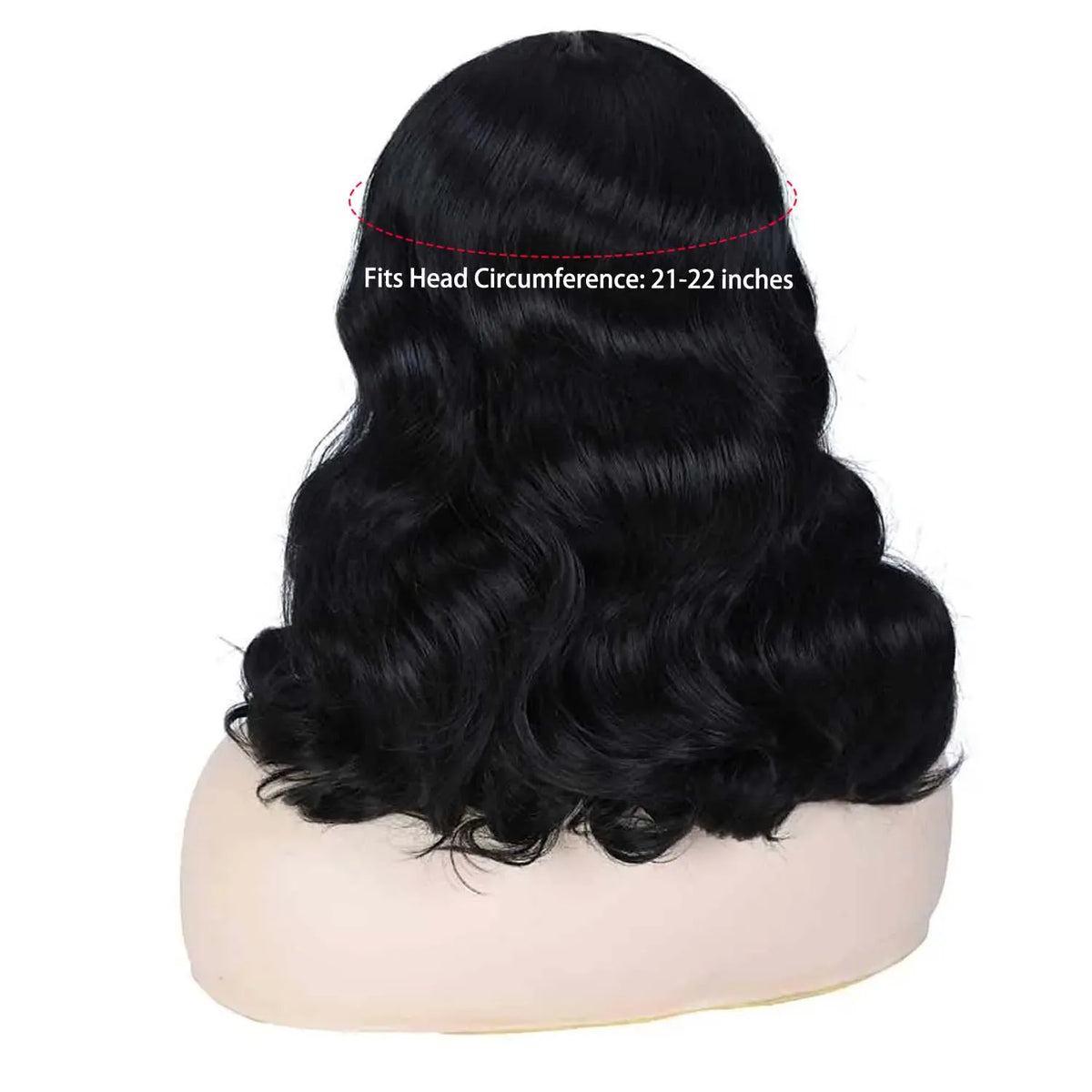 Tereshar Synthetic Rockabilly Vintage Wigs for Women Short Black Wig with Bangs Heat Resistant Short Curly Bettie Page Wig