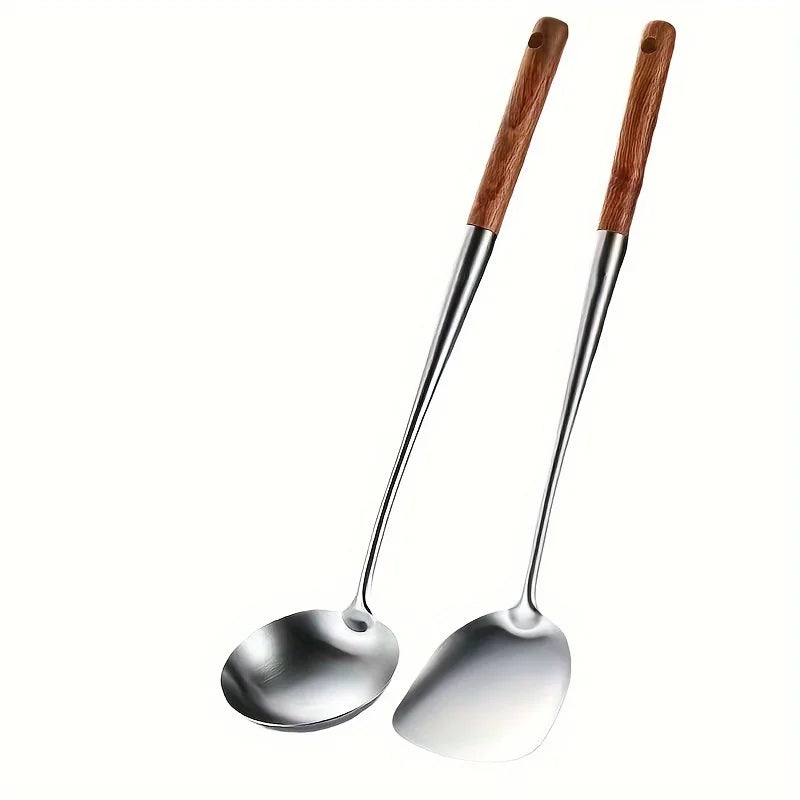 Stainless Steel Extended Spoon-Potula with Rosewood Handle