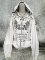 Tendencia de moda urbana Y2K, sudadera con capucha y cremallera con cuello de piel, estilo Harajuku, informal, holgada, gruesa, unisex, cálida.