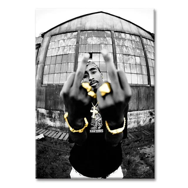Black and White Rapper Tupac Canvas Posters Prints