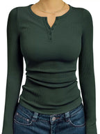 Long Sleeve Slim Fit Henry Collar T-Shirt