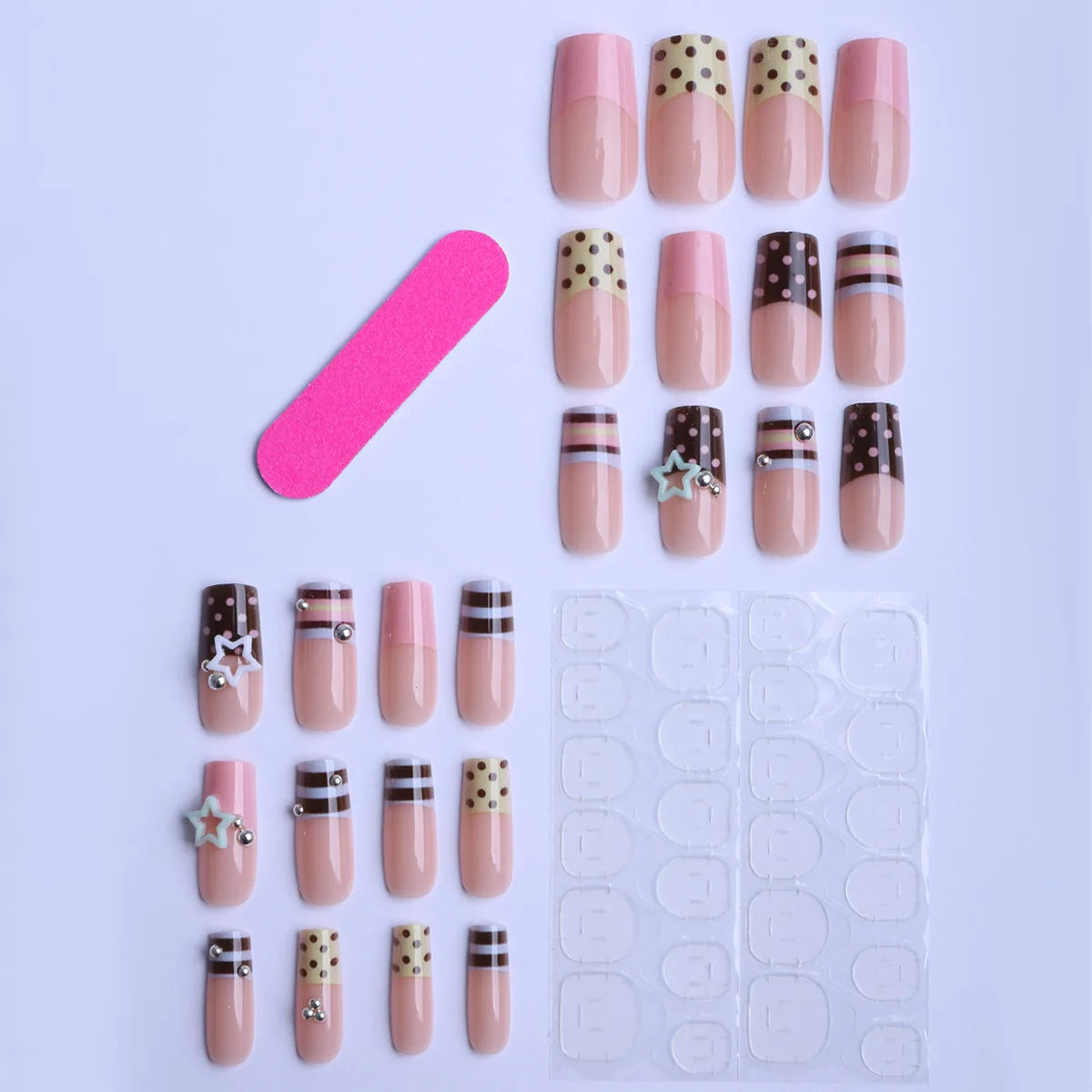24pcs Y2K Sweet Stars Press On Nails