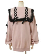 Sudadera japonesa Liz Mine masivamente producida con cuello marinero, lazo de cinta, estilo preppy dulce, Y2K, para mujer, otoño, bonita, oversize