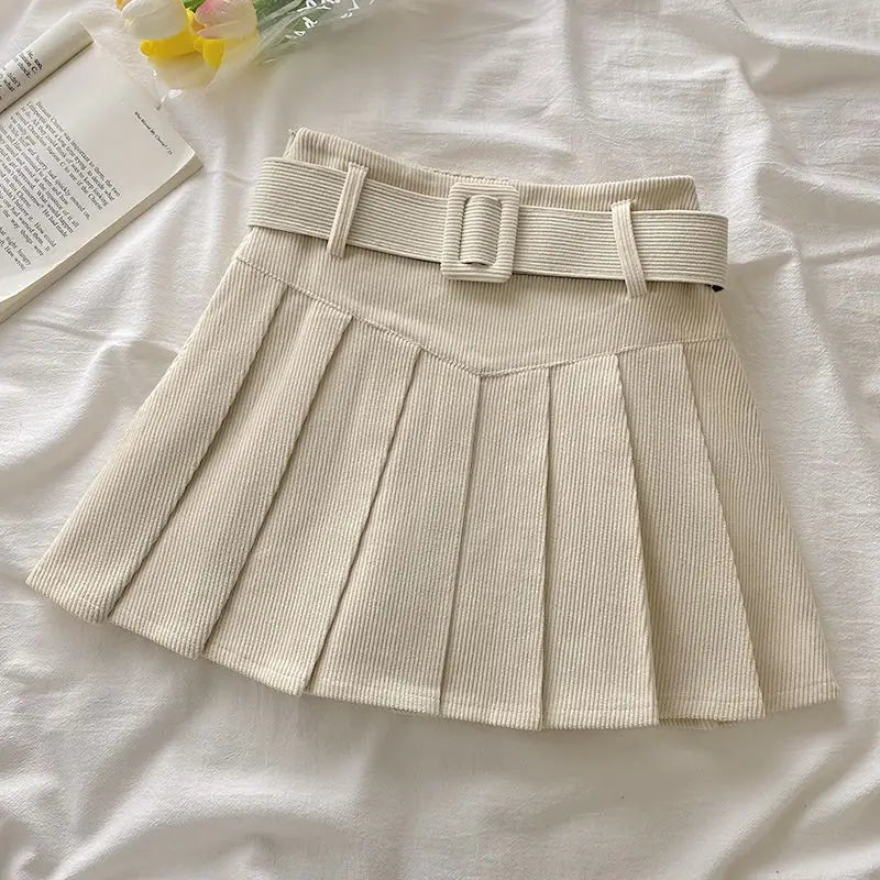 Corduroy Pleated Skirt