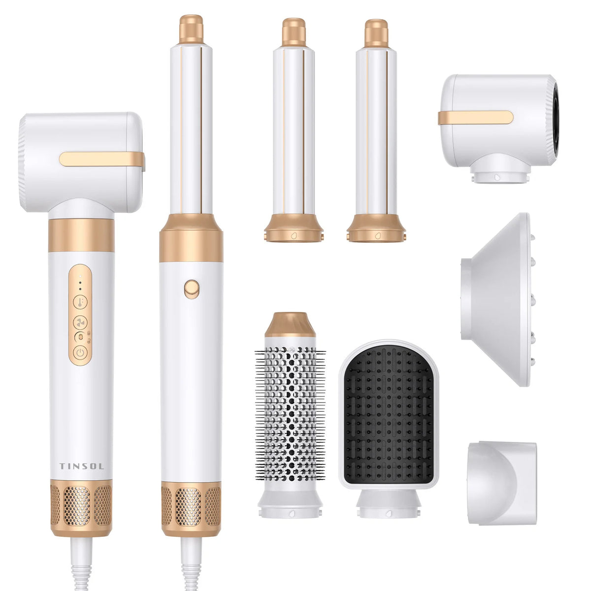 7-in-1 Multi-Function Hair Dryer Brushless High-Speed Hair Dryer with Diffuser Heat Styling Comb & Curling Attachment