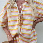 Hollow Striped Knitted 2 Pieces Set
