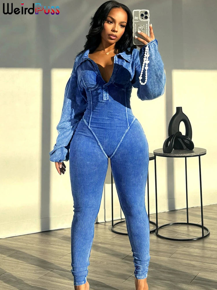 Washed Distressed Jumpsuit