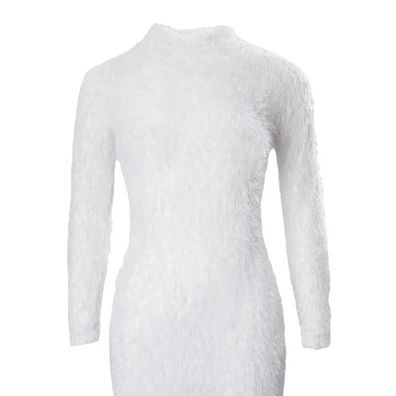 Slim High Waist Plush Dress