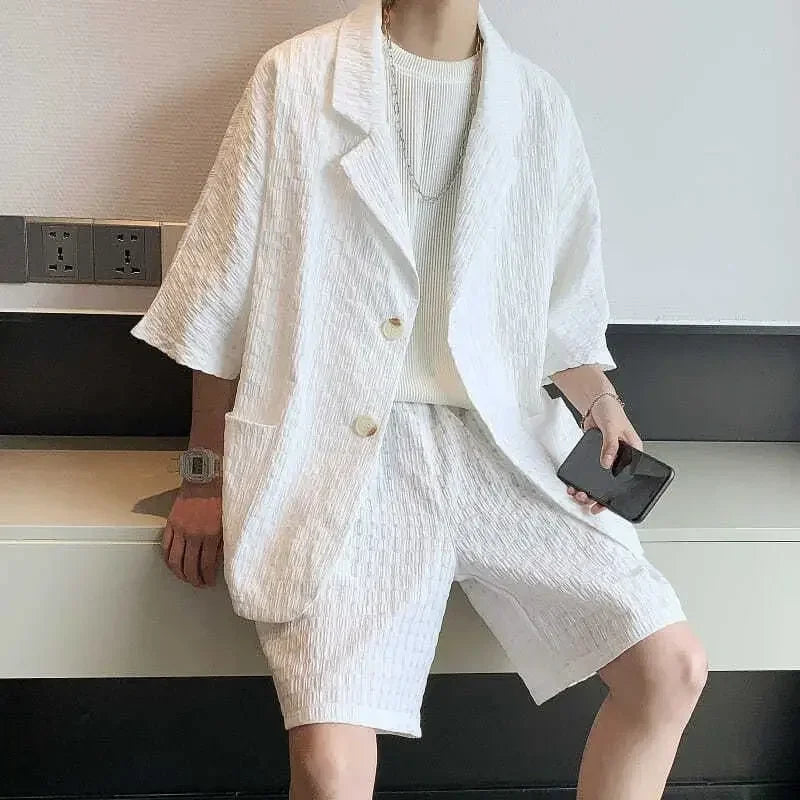 Single Breasted Short Sleeve Shirt and Shorts Set