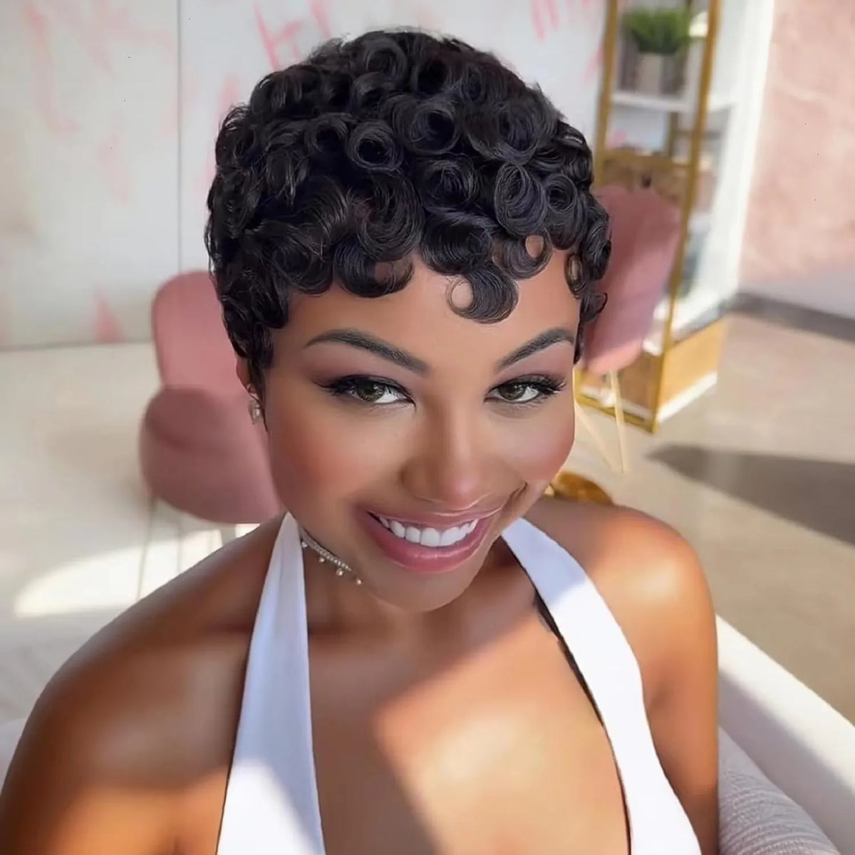 Pixie Cut Wig 13x4 HD Transparent Bob Lace Wig Short Curly Fringe Wigs Brazilian Human Hair Bang 180% Density Black for Women