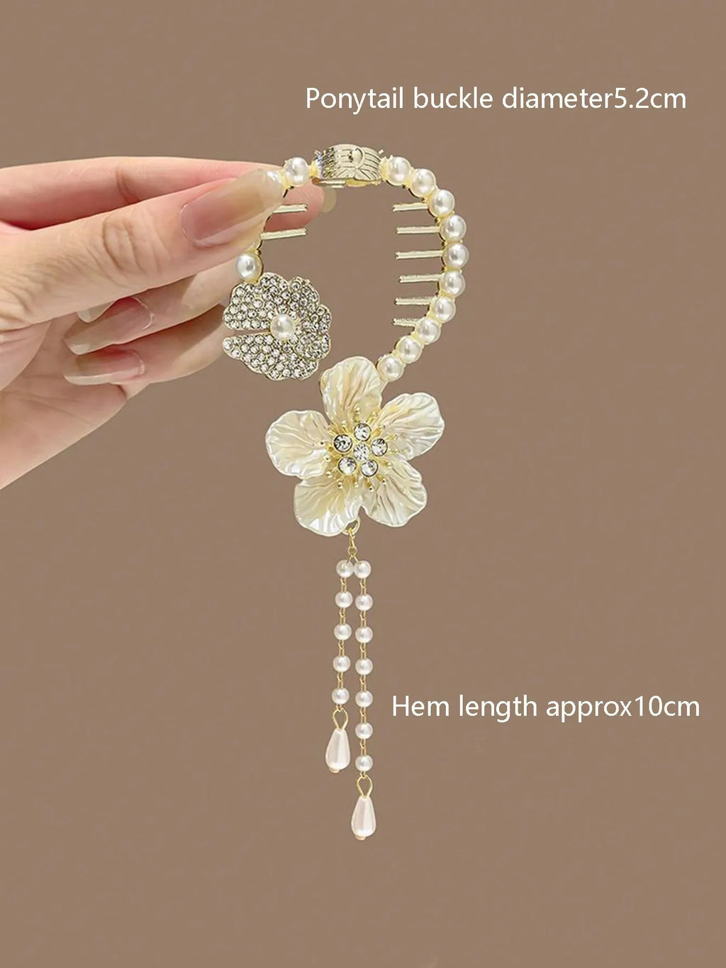 1pc Bun Holder Clip With Flower Tassel