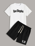 Los Angeles Gothic Graphic T-Shirt & Shorts Set