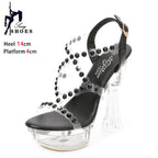 Transparent Crystal Chunky Heels