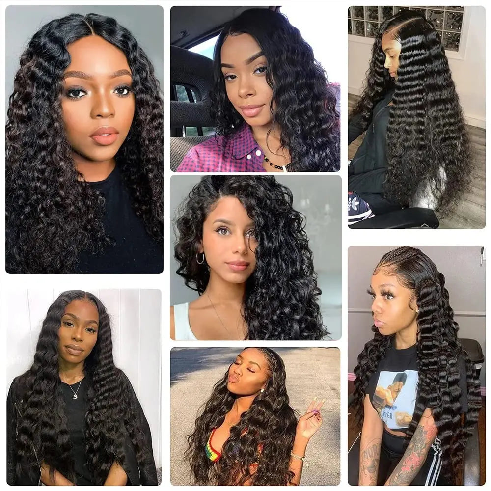 Deep Wave Tape In Hair Extensions Human Hair Brazilian Adhesive Invisible Curly Tape In Extensions Human Hair Natural Black #1B