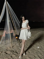 Lace Up A Line Mini Dress
