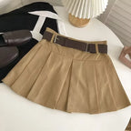 Faldas mini plisadas estilo Harajuku coreano para mujer, Lolita, lisas con cinturón, estilo preppy vintage, cintura alta, gótica, falda Y2k de verano