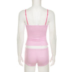 Lace Trim Cami Tank Tops + Micro Shorts Set