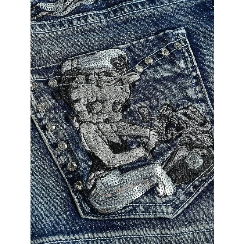 Pantalones cortos vaqueros azules para mujer, estilo Y2K, Harajuku, vintage americano, talle alto, estilo Jorts, jeans casuales de los años 2000, bordados, ropa sexy de verano