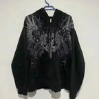 Tendencia de moda urbana Y2K, sudadera con capucha y cremallera con cuello de piel, estilo Harajuku, informal, holgada, gruesa, unisex, cálida.
