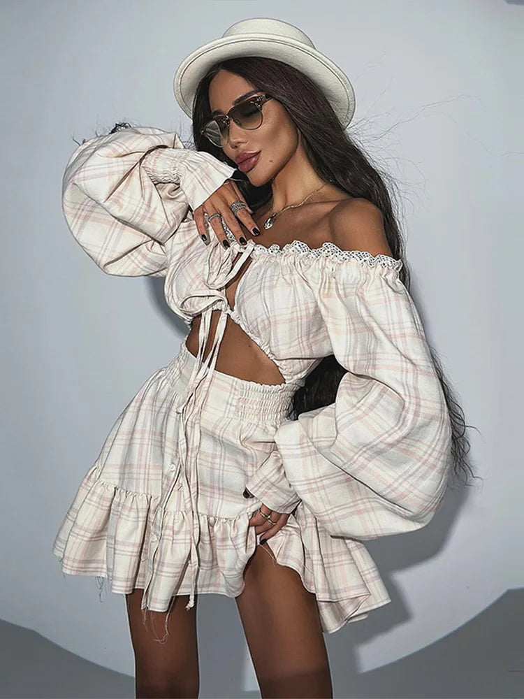 Lace Up Hollow Out Mini Print Dress