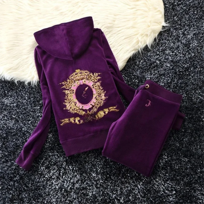 Solid Color Velvet Tracksuit Two-Piece Set
