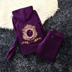 Solid Color Velvet Tracksuit Two-Piece Set
