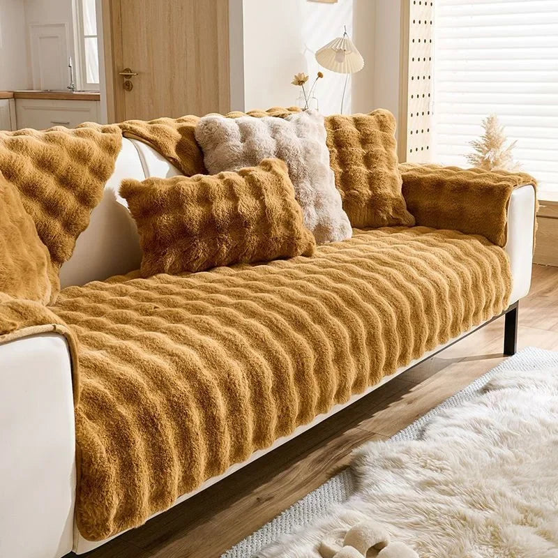 Plush Cushion Padded Non-slip Sofa Cover