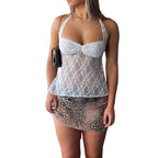 Camiseta sin mangas de encaje para mujer, unicolor, elegante, básica, de flores, tipo vaina, con abertura, sexy, ajustada, informal, de verano, con cuello en V, sin mangas, estilo urbano.
