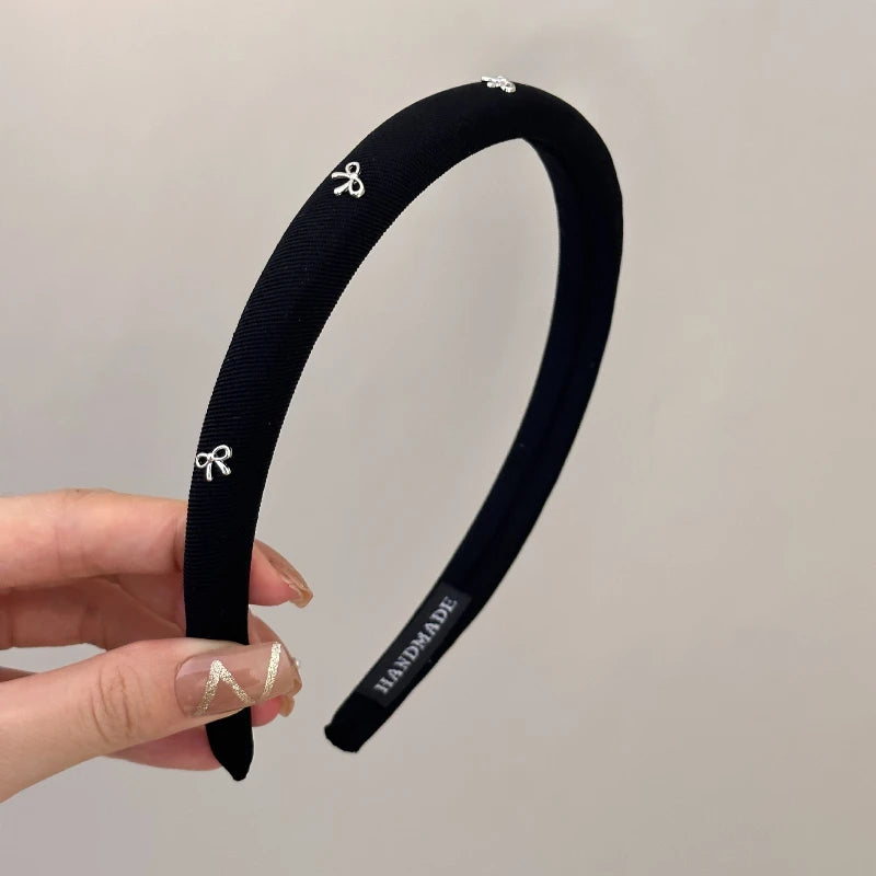 Retro Silver Bow Solid Color Headbands