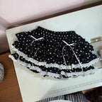 Falda de Volantes Escalona y Encaje con Lunares