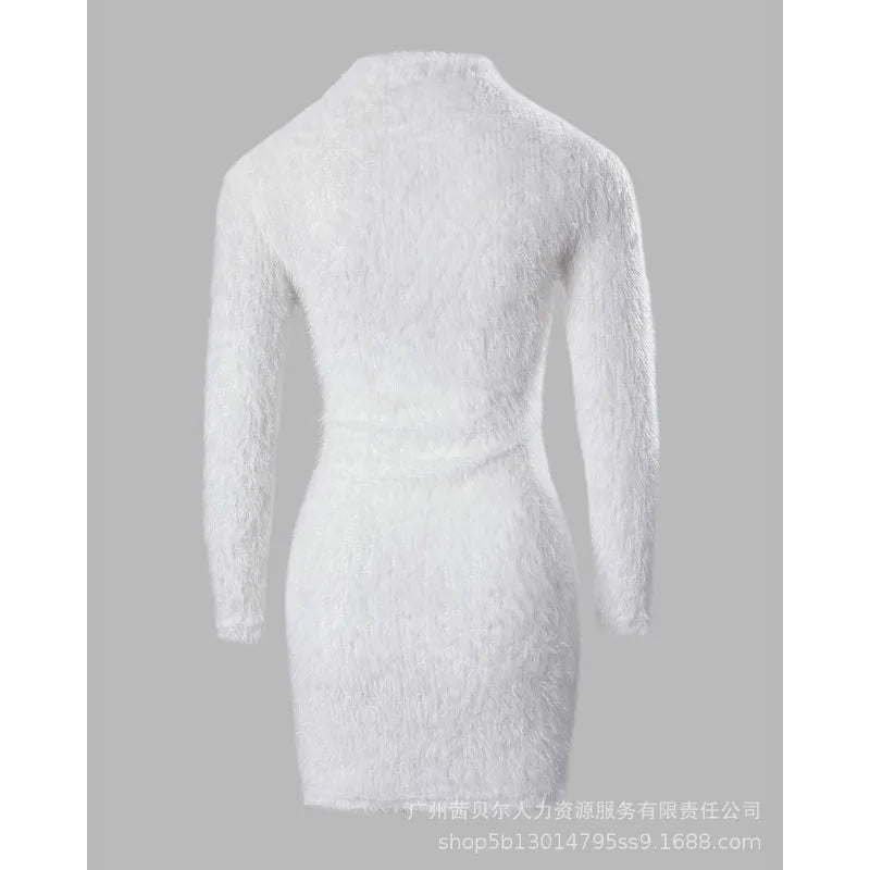 Slim High Waist Plush Dress